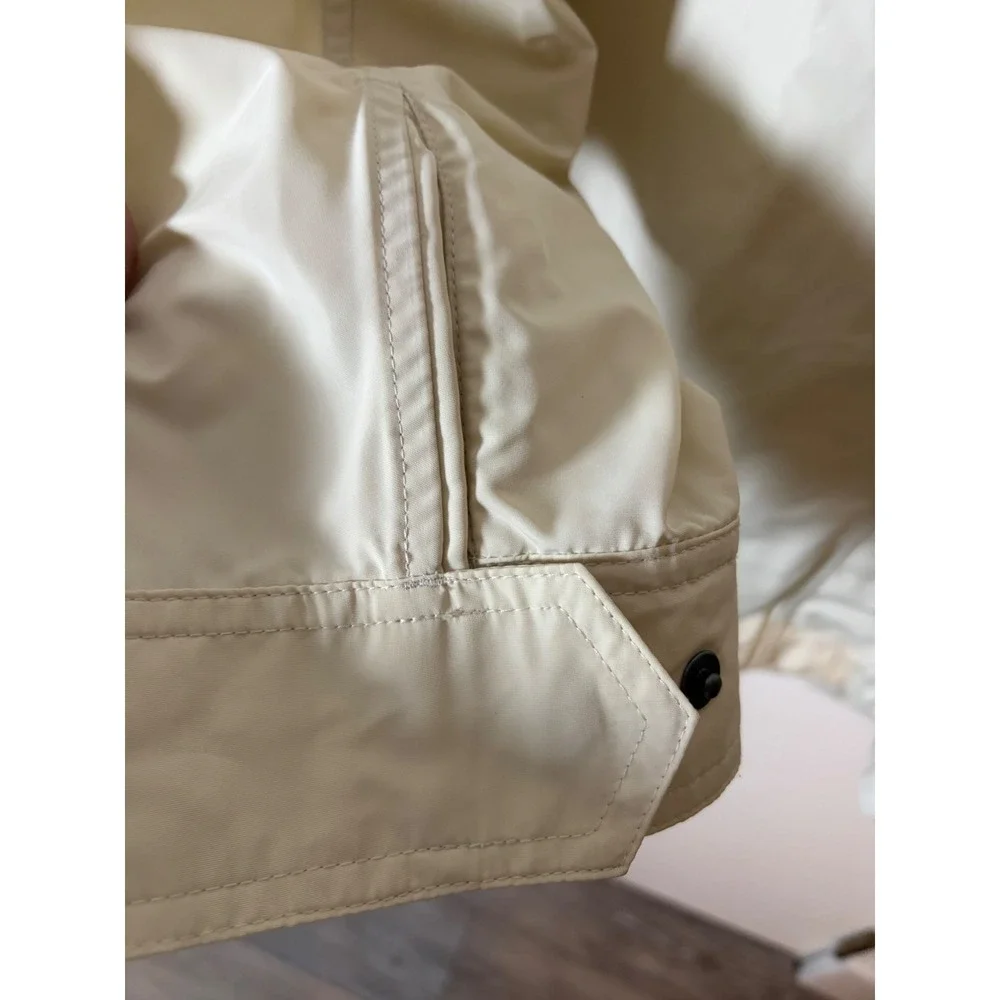 Lands End Mens XXL Field Jacket Beige Lightweight Utility Cargo Coat Full Zip